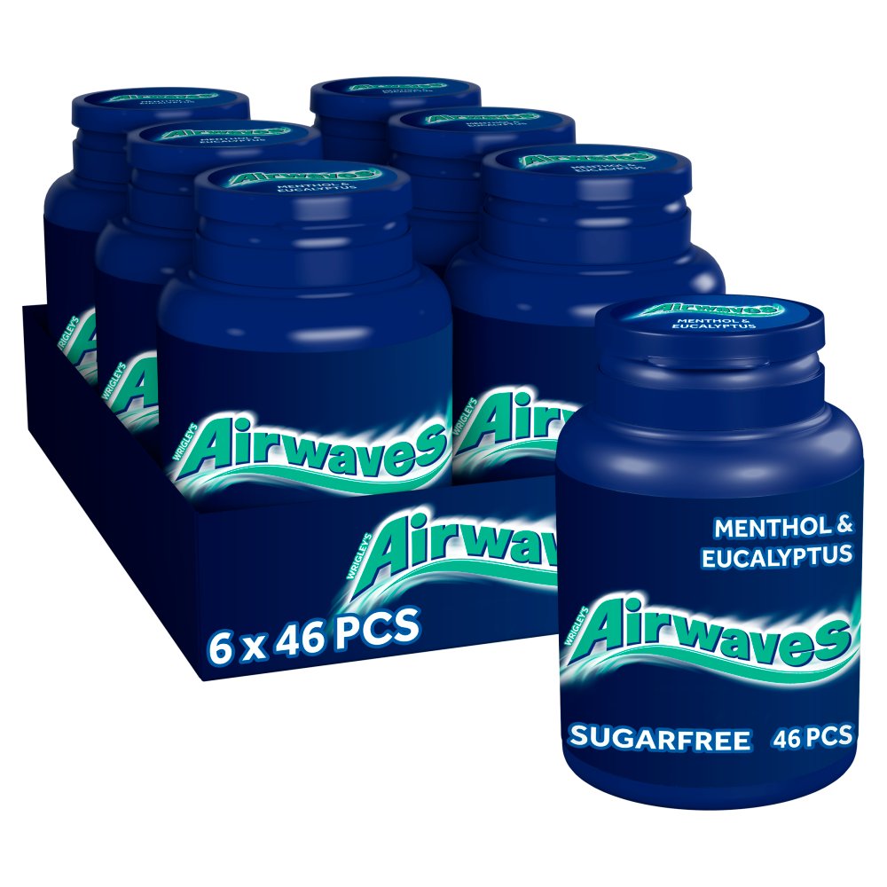 AIRWAVES CHEWING BOTTLE MENTHOL & EUCALYPTUS (6x46 Pieces) £2.50