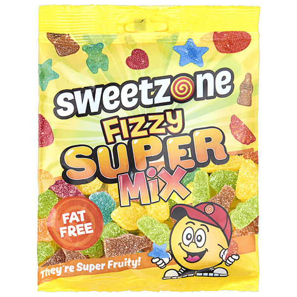 SWEETZONE BAGS FIZZY SUPER MIX (170g x12) YALLOW BOX