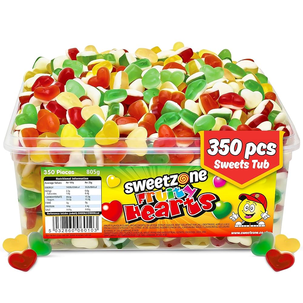 SWEETZONE TUB FRUITY HEARTS (300 PC x 805g) 2P