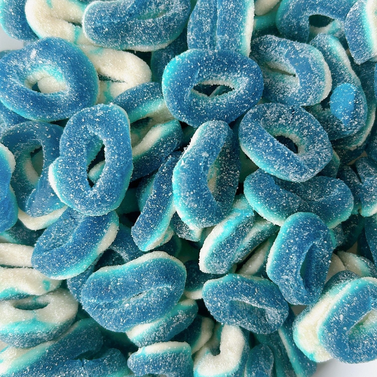 YUMMY GUMMY TUB FIZZY BLUE RASPBERRY RINGS (150 PCSx1000G )