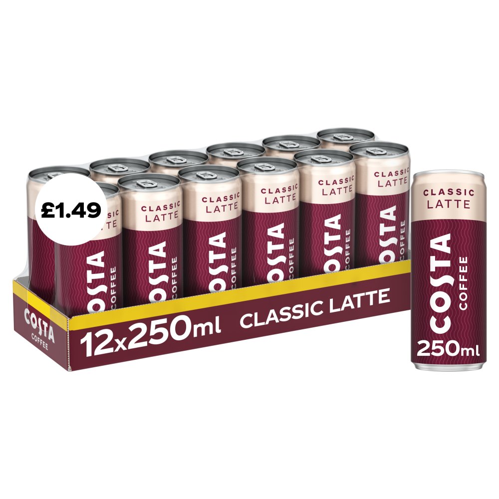COSTA COFFEE CLASSIC LATTE (12x250ml) £1.49