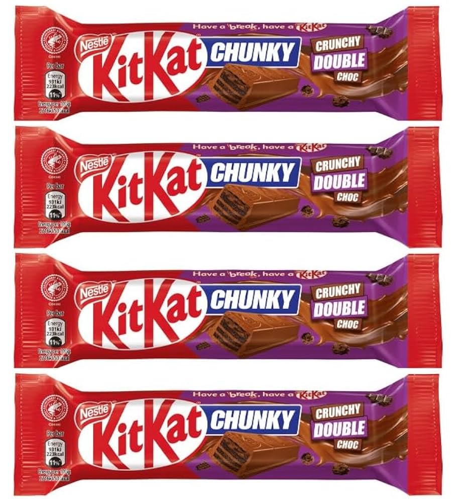 KITKAT CHUNKY CRUNCHY DOUBLE CHOC STD BARS (24 x 40g) 75P NEW