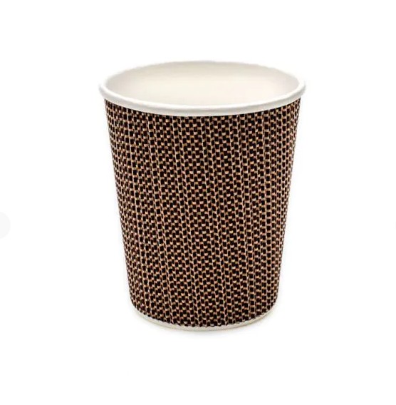 Z CUPS PAPER 8oz BROWN CHEX RIPPLE WALL(25pk x 20 )WAVES 500 WP3250