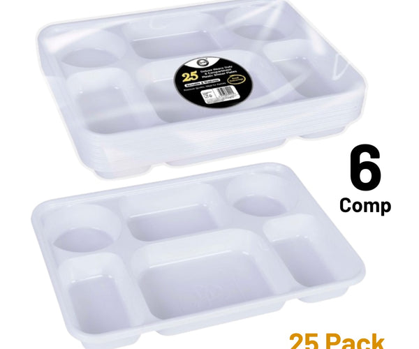 Z 6 COMPARTMENT PLASTIC DINNER PLATES (25X12) DID  DD9991