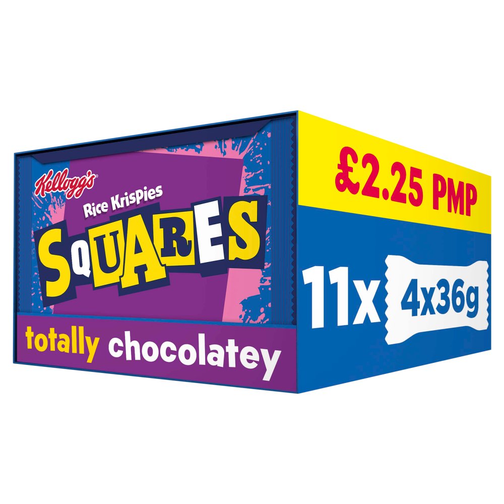 RICE KRISPIES SQUARES TOTALLY CHOCOLATEY (11x4x36g) £2.25
