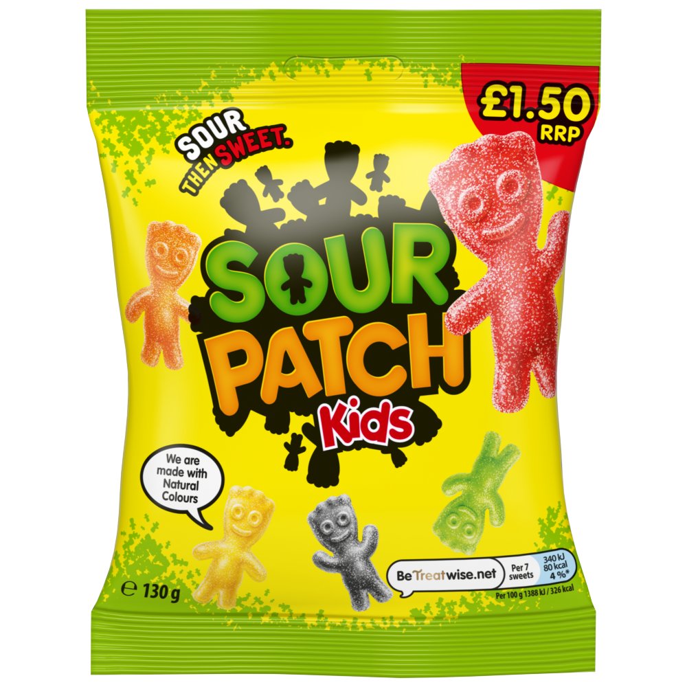 SOUR PATCH KIDS ORIGINAL BAGS (130g x 10) £1.50 YELLOW