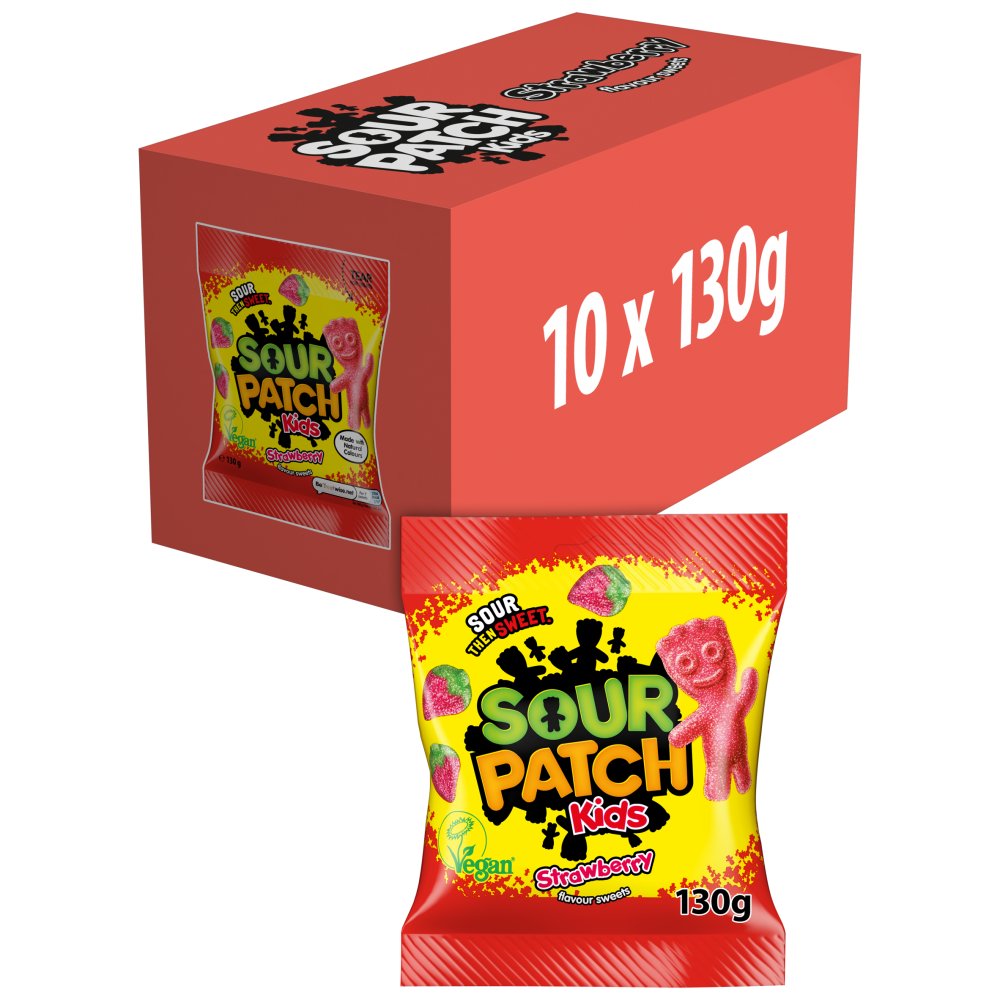 SOUR PATCH KIDS STRAWBERRY BAGS(130g x 10) £1.50 RED