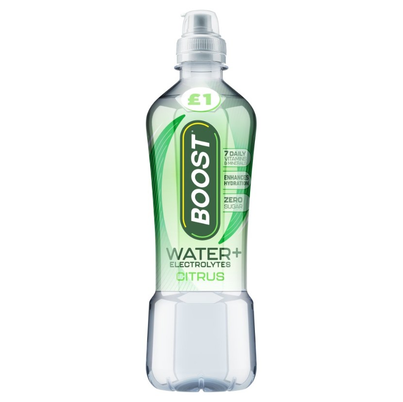 BOOST WATER CITRUS SPORT CAP (500mlx12) £1 GREEN NEW