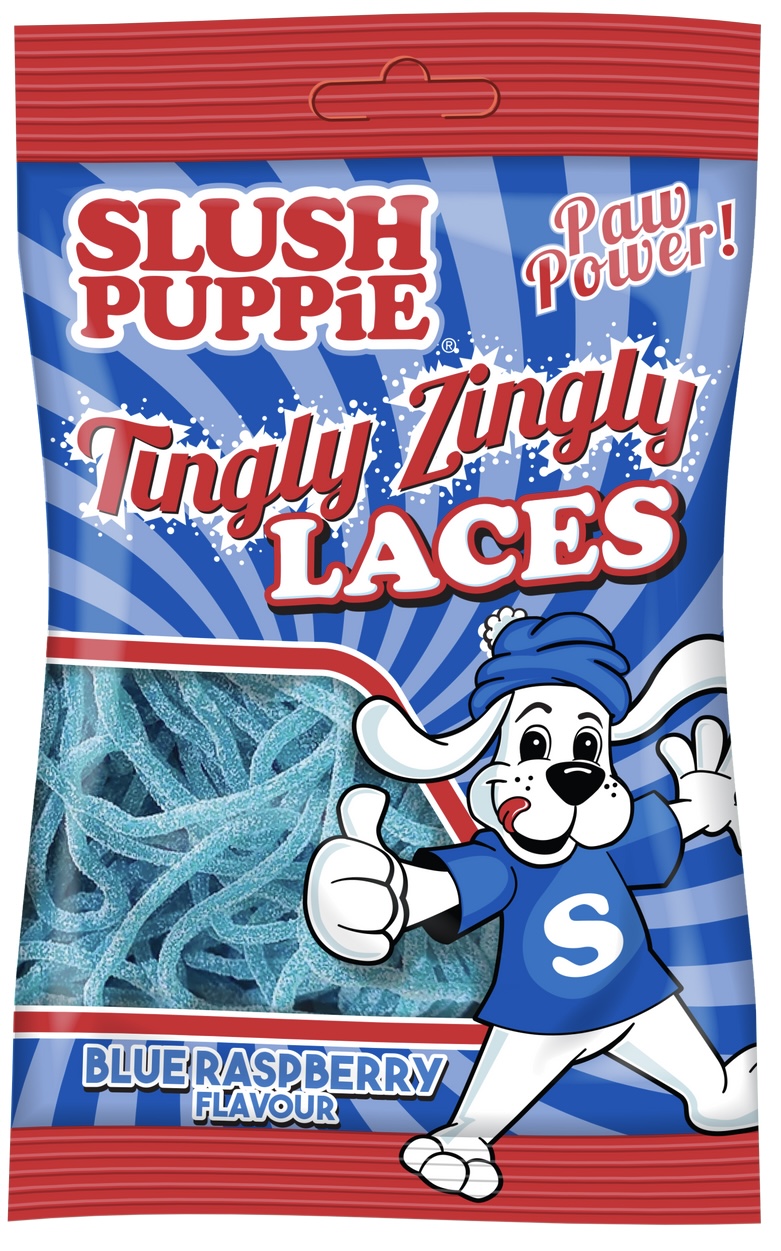 SLUSH PUPPIE PAW POWER TINGLY ZINGLY LACES RASPBERRY 12x120G BLUE
