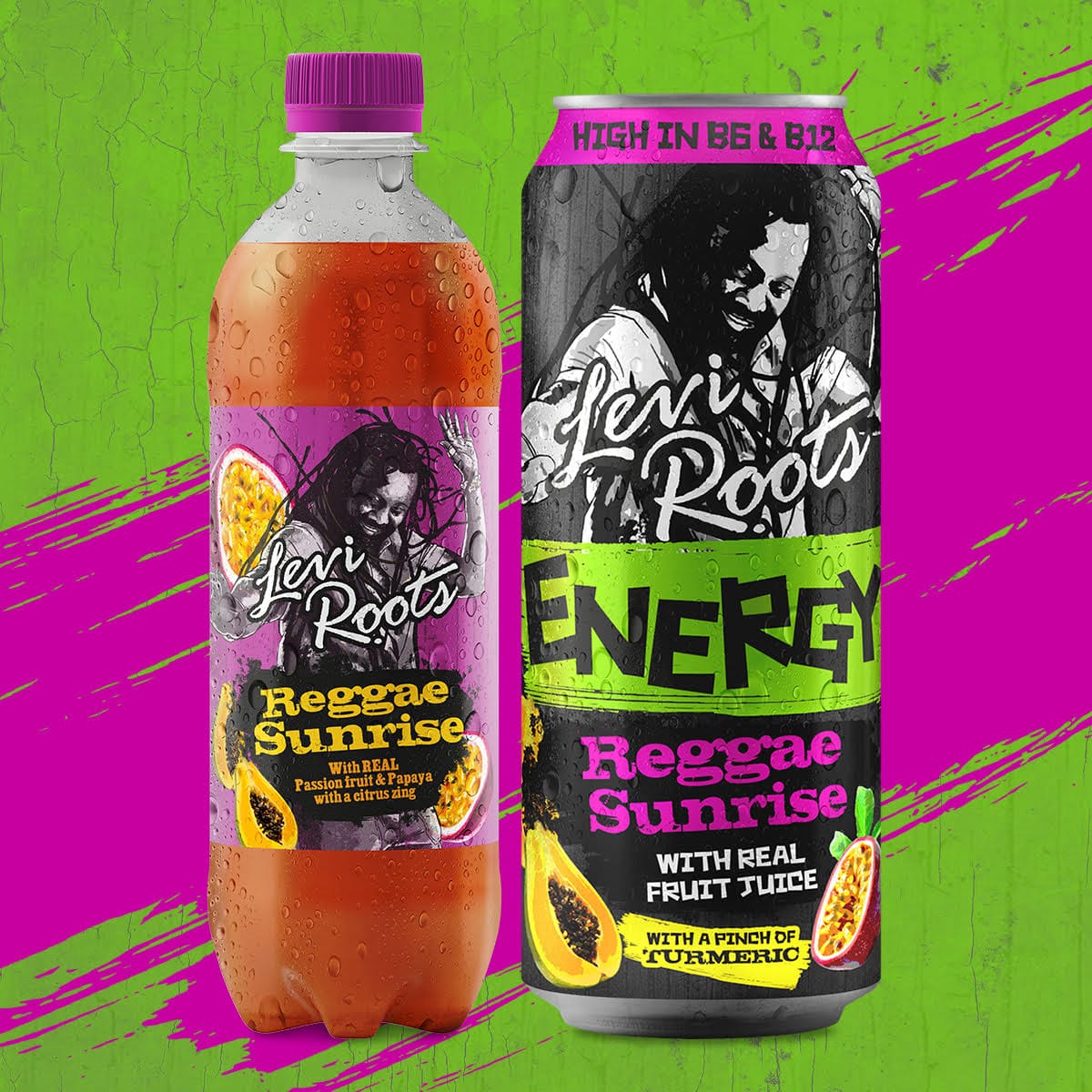 LEVI ROOTS REGGAE SUNRISE BOTTLES (500ml x12) £1.25 ORANGE