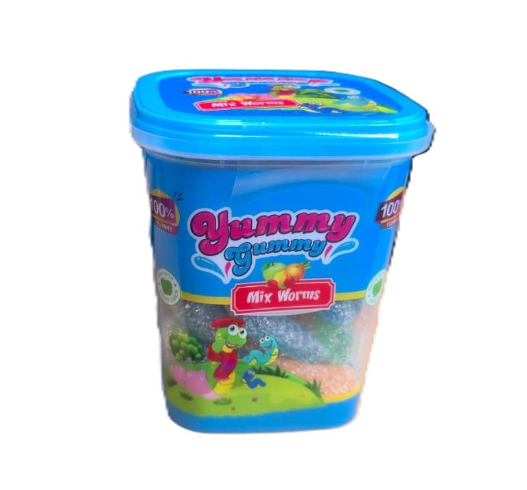 YUMMY GUMMY SMALL TUB MIX WORMS  (175gx12) RRP £1.19