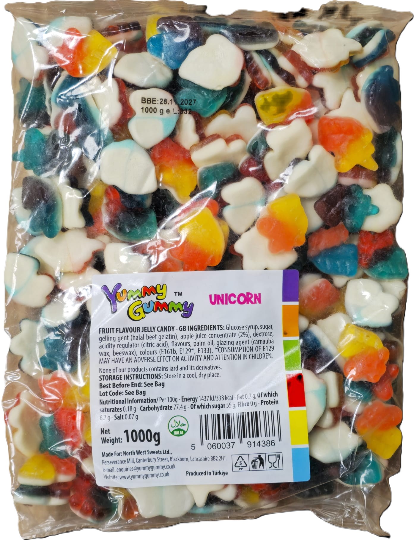 YUMMY GUMMY 1KG BAG UNICORN 1000G