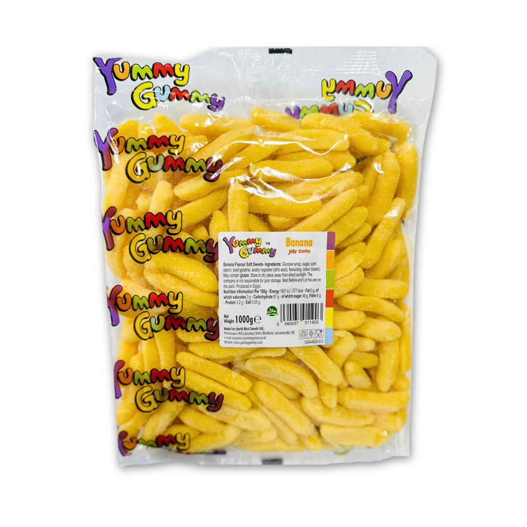 YUMMY GUMMY 1KG BAG BANANA 1000G