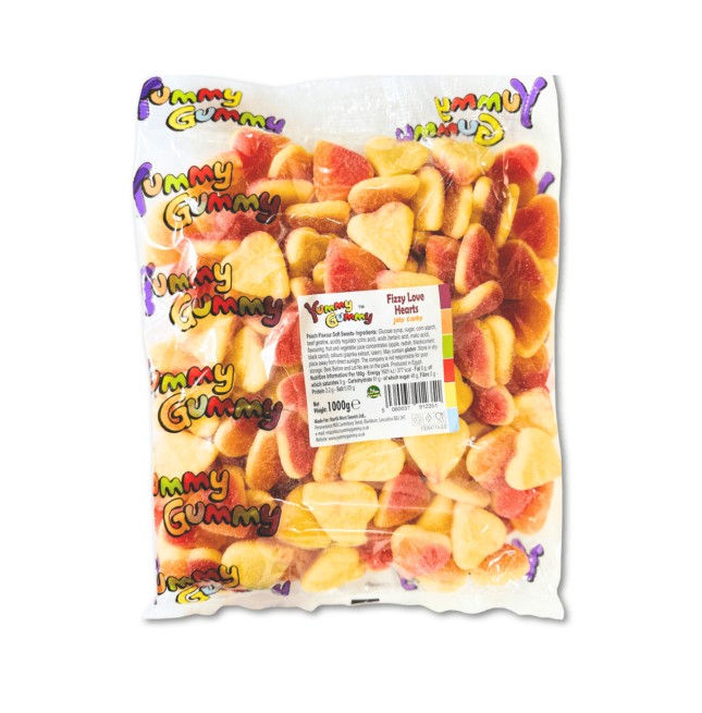 YUMMY GUMMY 1KG BAG FIZZY LOVE HEART 1000G