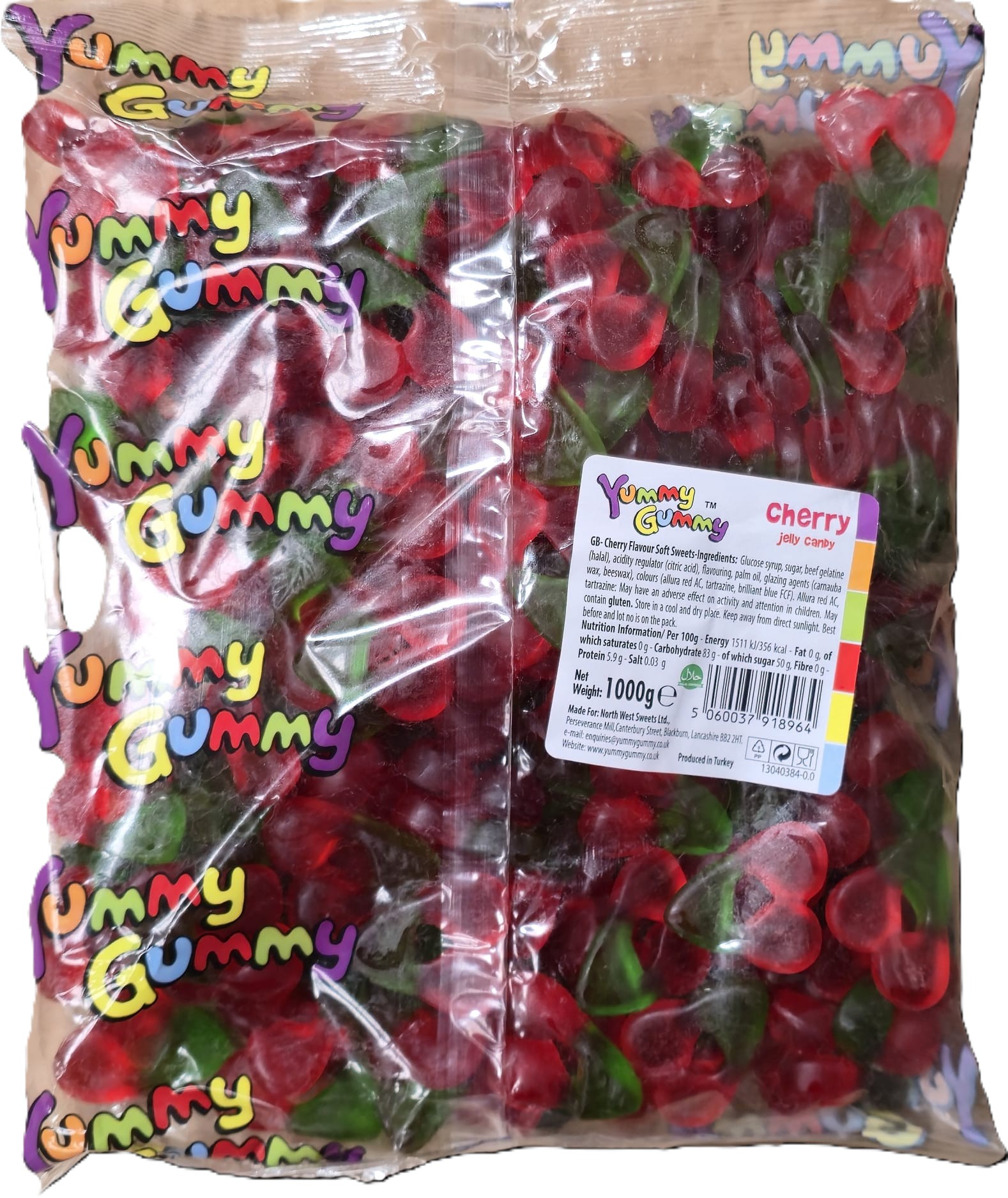 YUMMY GUMMY 1KG BAG CHERRY 1000G