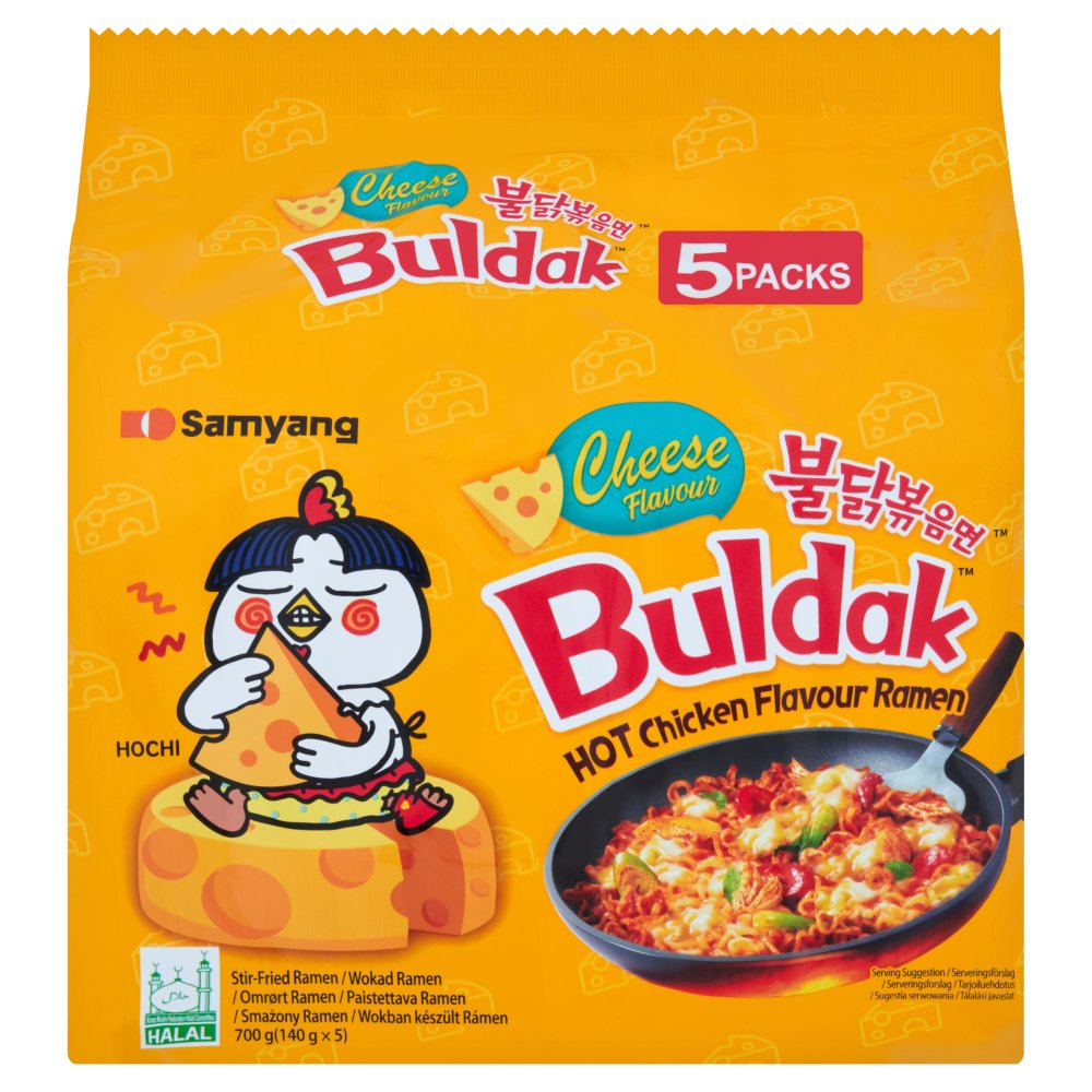 SAMYANG CHEESE BULDAK HOT CHICKEN FLAVOUR RAMAN (140g x5 x 8) YELLOW