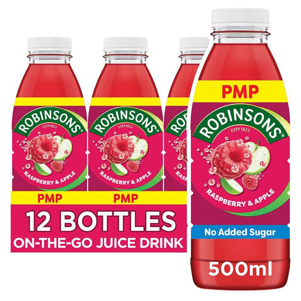 ROBINSONS RASPBERRY & APPLE (500ml x 12 ) PM £1.19 PINK