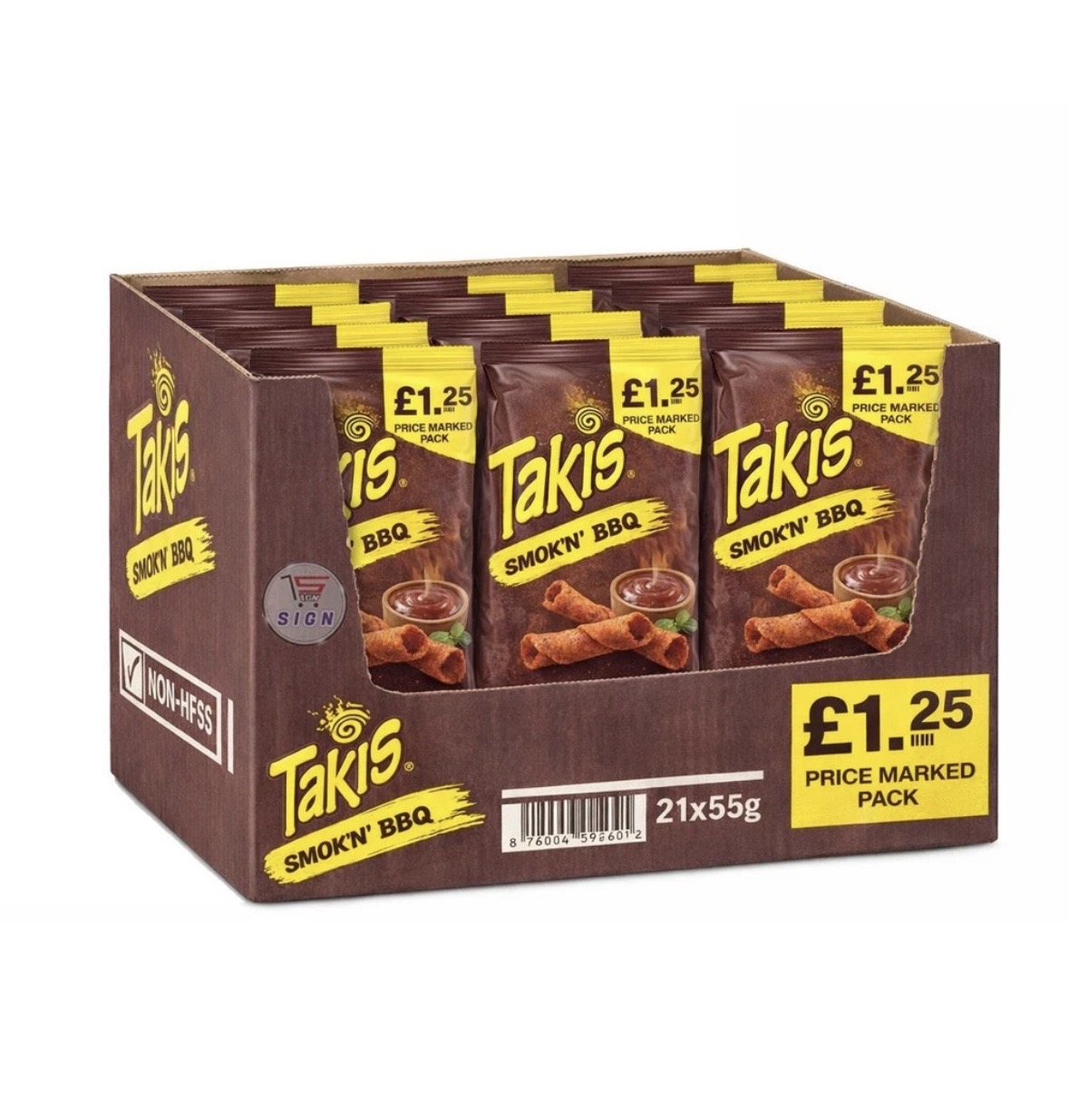 TAKIS SMOKIN BBQ (21x55G) £1.25 NEW BROWEN