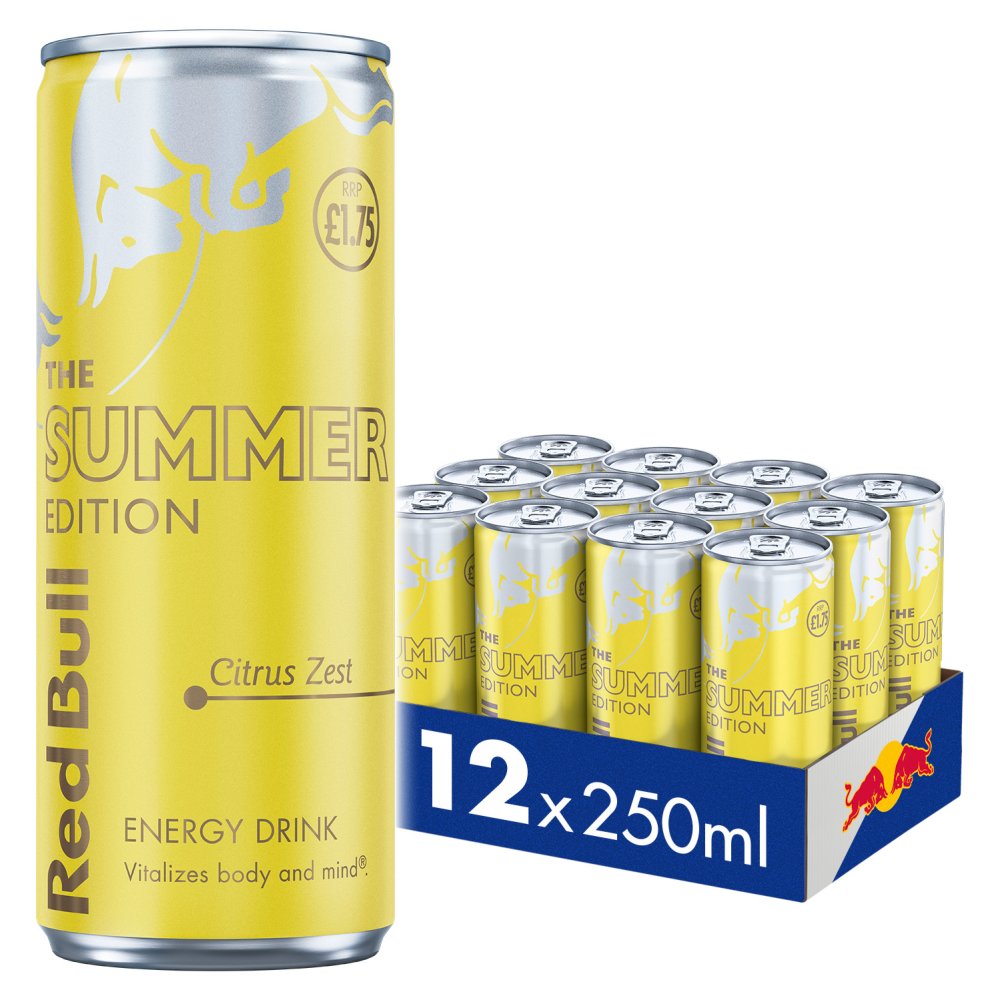 REDBULL  SUMMER EDITION CITRUS (250mlx12) £1.75 NEW YELLOW
