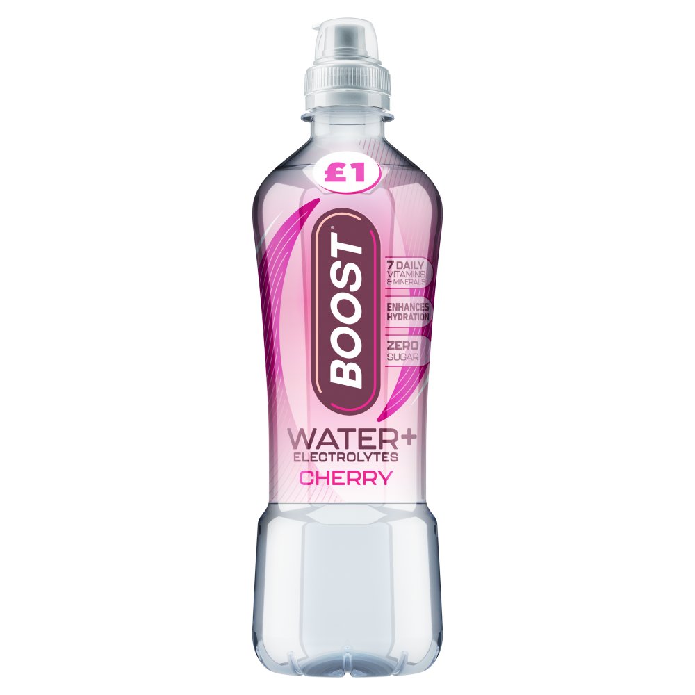 BOOST WATER ELECTROLYTES CHERRY SPORT CAP (500mlx12) £1 PINK