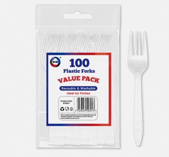 Z FORK PLASTIC WHITE REUSABLE (100x24) DID BV9801