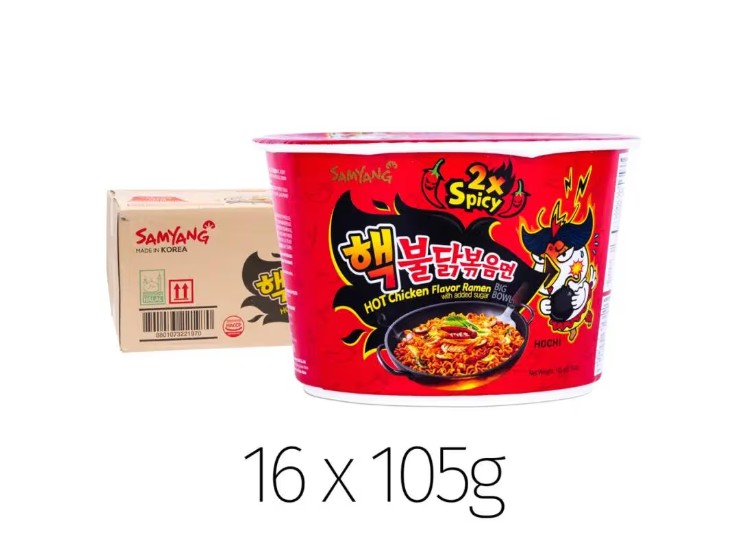 SAMYANG BULDAK BIG BOWL 2X SPICY HOT CHICKEN RAMEN (105g x 16)