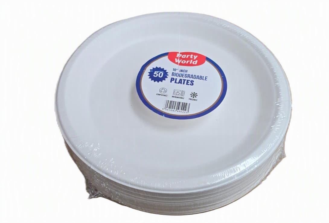 Z PLATES 10" ROUND BIODEGRADABLE (50X10) PARTY WORLD