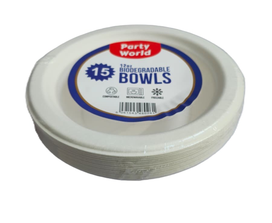 Z BOWLS 12oZ BIODEGRADABLE (15X36) PW9008 PARTY WORLD