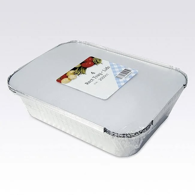 Z FOIL 4 PACK SMALL RECTANGULAR TRAYS AND WITH LIDS (4X48) PW7422 PARTY WORLD