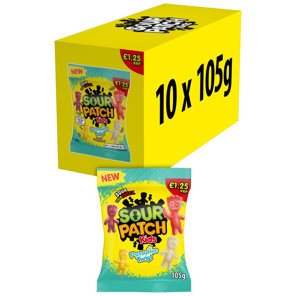 SOUR PATCH KIDS TROPICAL BAGS (105g x 10) £1.25