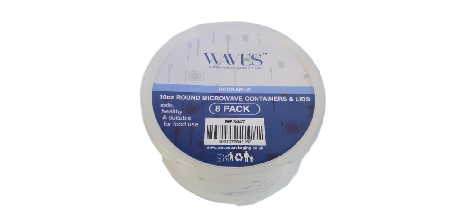Z PLASTIC 300ML (10oZ) ROUND MICROW CONTA & LID (36X8) WP3447 WAVES
