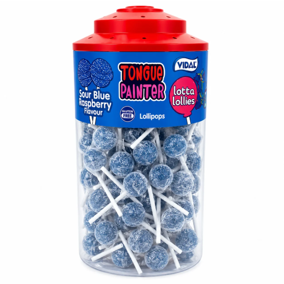 VIDAL LOLLIES SMALL SOUR BLUE RASPBERRY TONGUE PAINTER (150pcs) 10p
