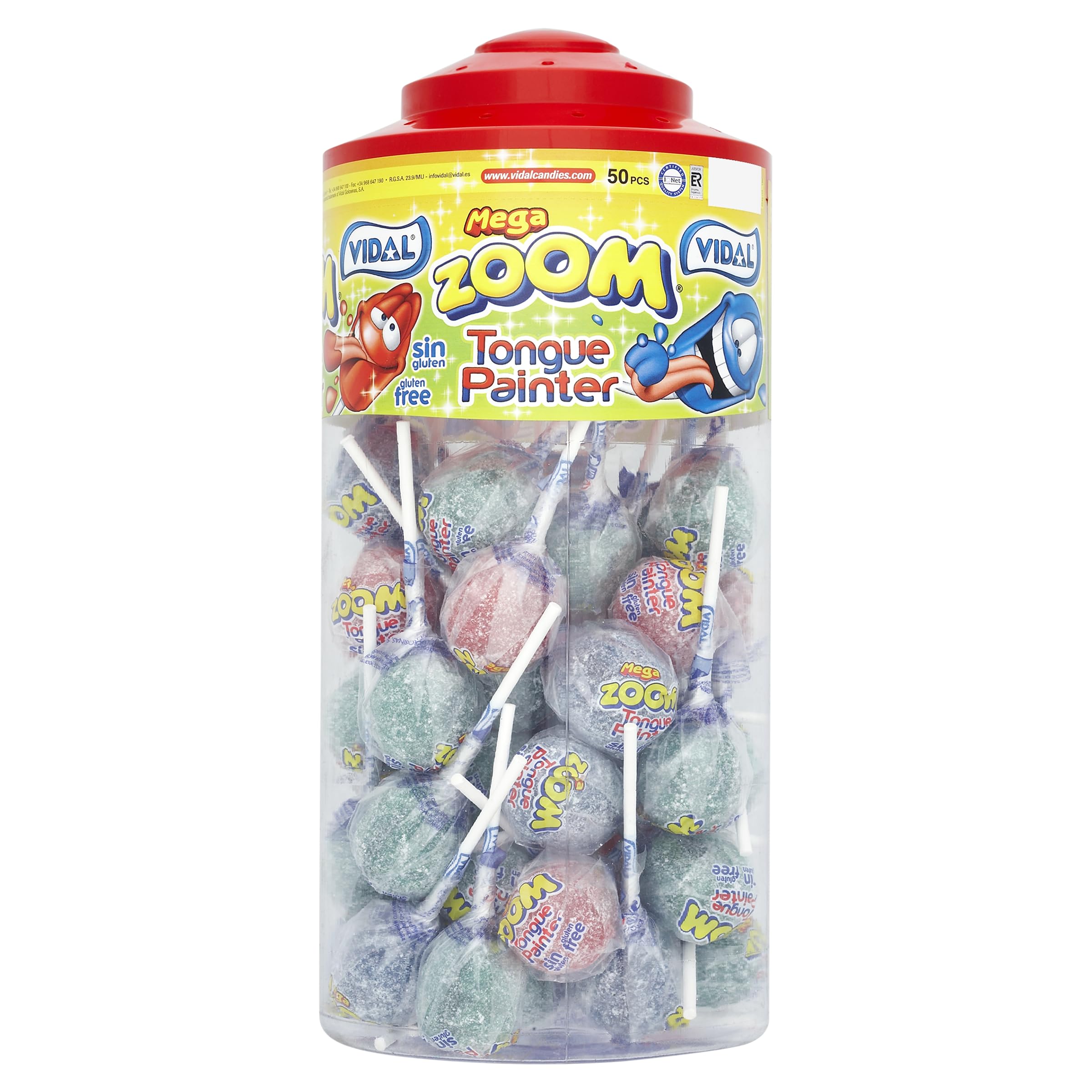 VIDAL LOLLIES MEGA ZOOM TONGUE PAINTER MIX (50pcs) 50p