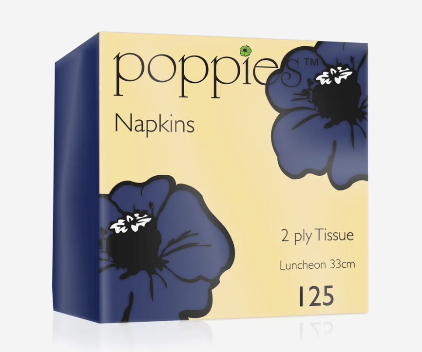 Z NAPKIN 2PLY 40CM 4FOLD NAVY BLUE 2000(16X125) POPPIES 4024NB