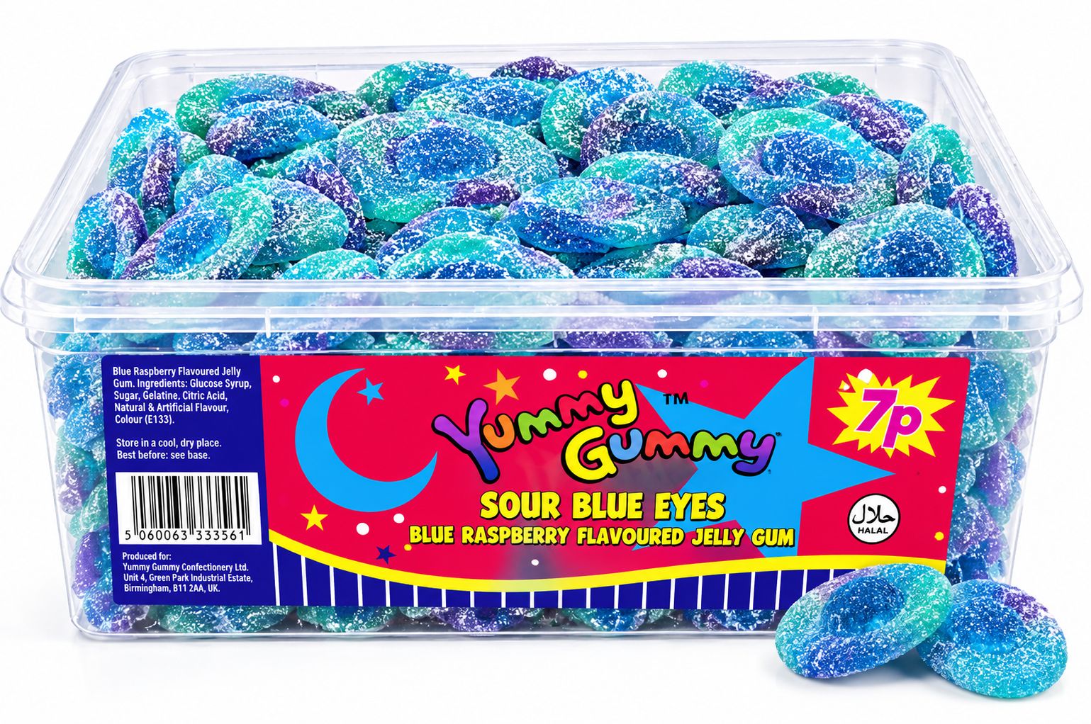 YUMMY GUMMY TUB SOUR BLUE EYES (100pcs x 4g) 7p NEW