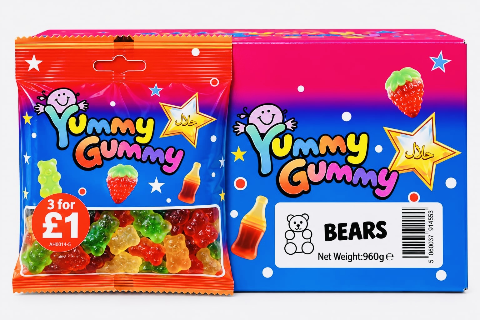 YUMMY GUMMY BAG 3 FOR £1 BEARS (90GX24) NET 960G NEW