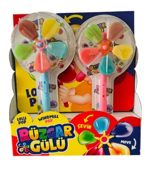 J CANDY TOYS RUZGAR GULU WIND MILL POP (12 PCS)