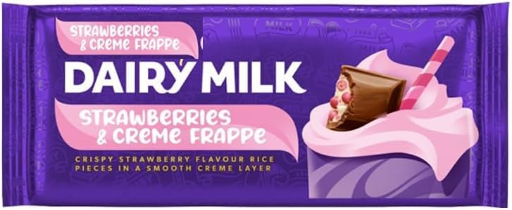 DAIRYMILK BLOCK STRAWBEERY & CREME FRAPPE  (17x115g) £1.75 LIMITED EDITION