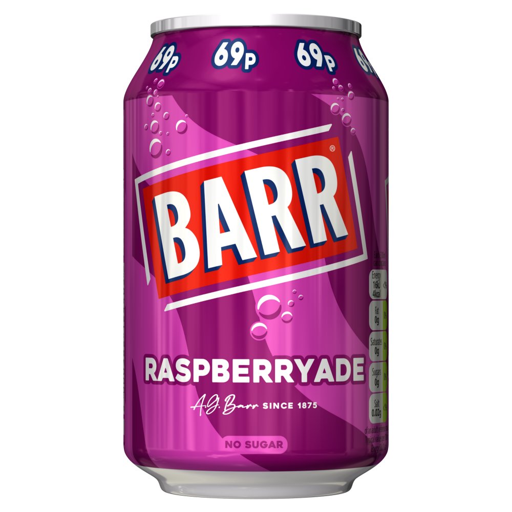 BARR CAN RASPBERRYADE (330ml x 24) 69p *