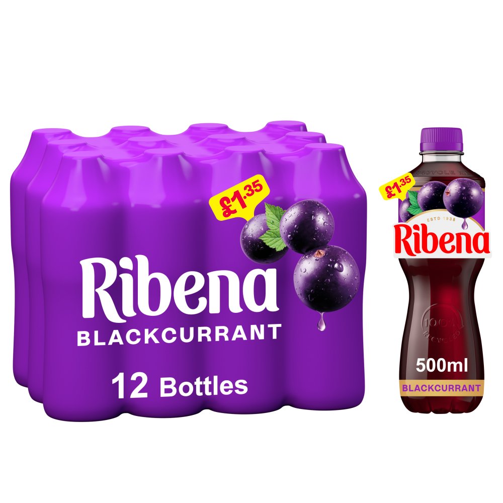 RIBENA BLACKCURRENT BOTTEL (500ml x12) £1.35