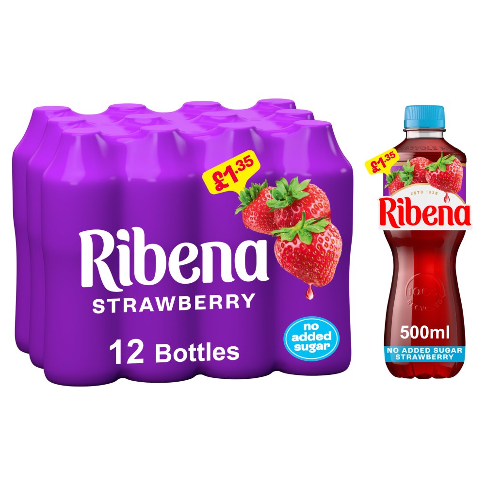 RIBENA STRAWBERRY BOTTEL (500ml x12) £1.35 F97849