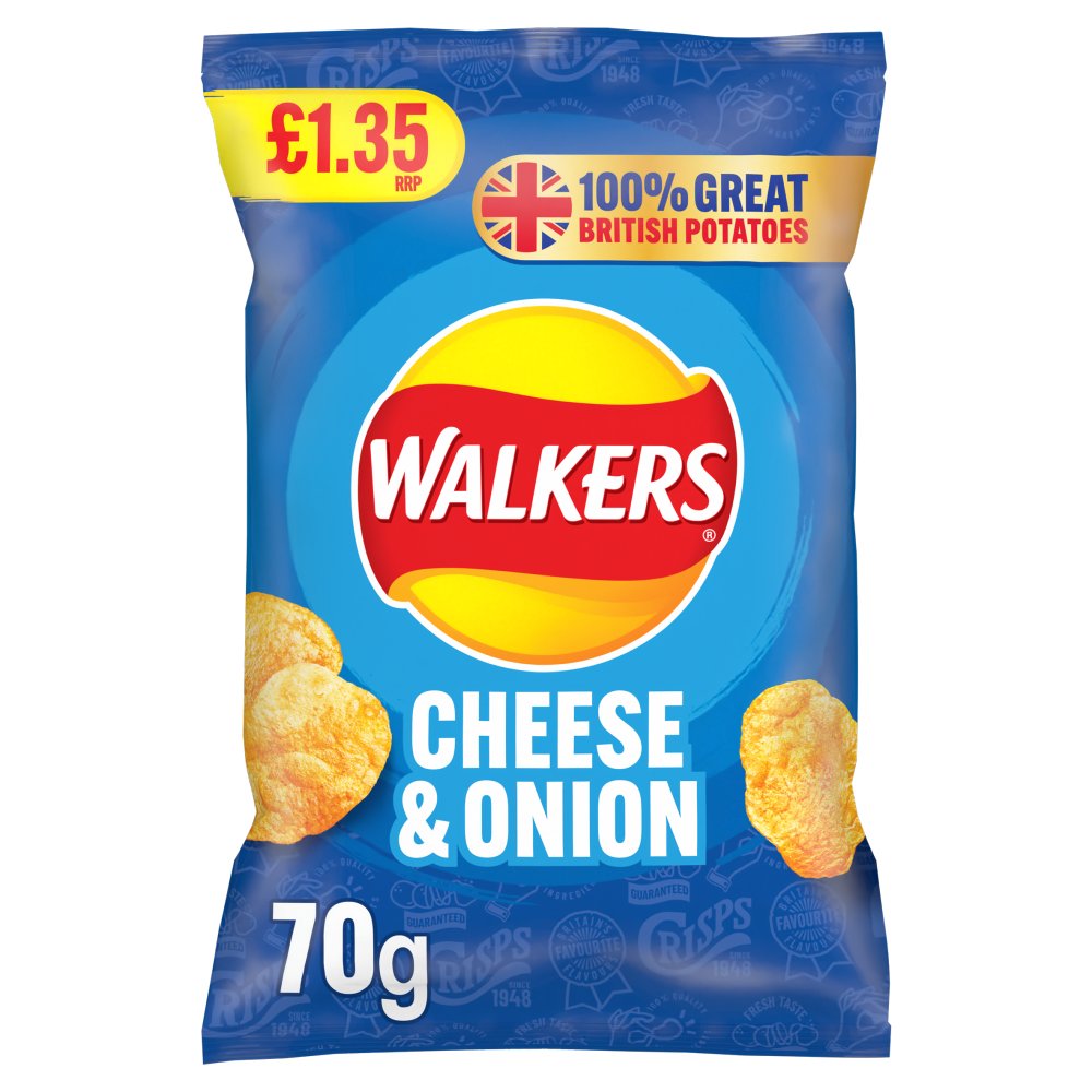 WALKERS CHEESE & ONION (18x70g) £1.35 BLUE 300050557