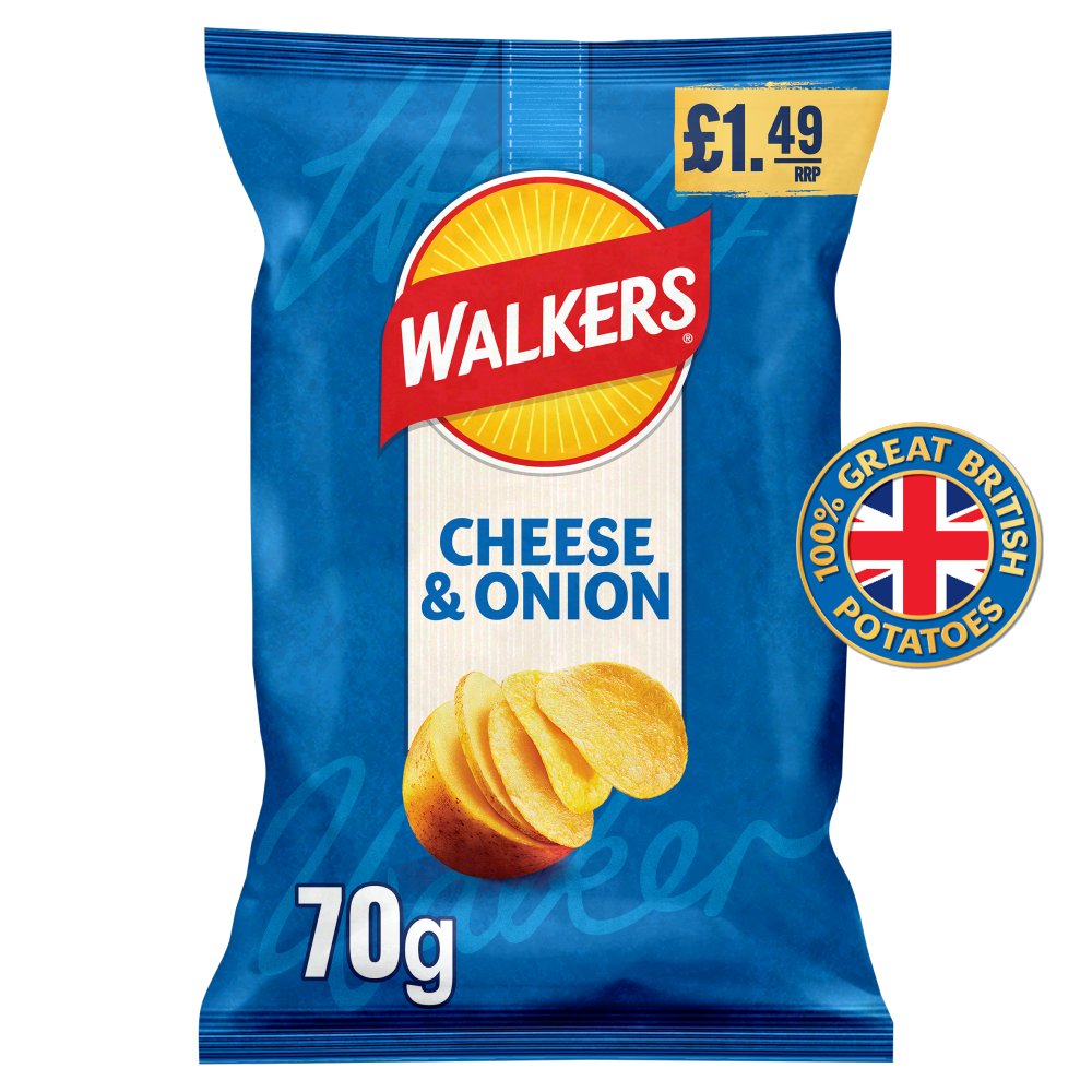 WALKERS CHEESE & ONION (18x70g) £1.49 BLUE 300050557