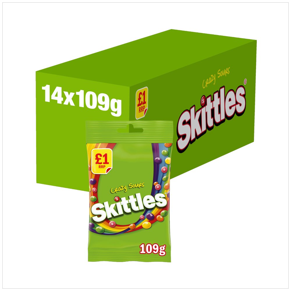 SKITTLES  CRAZY SOURS (14x109g) £1 LIGHT GREEN