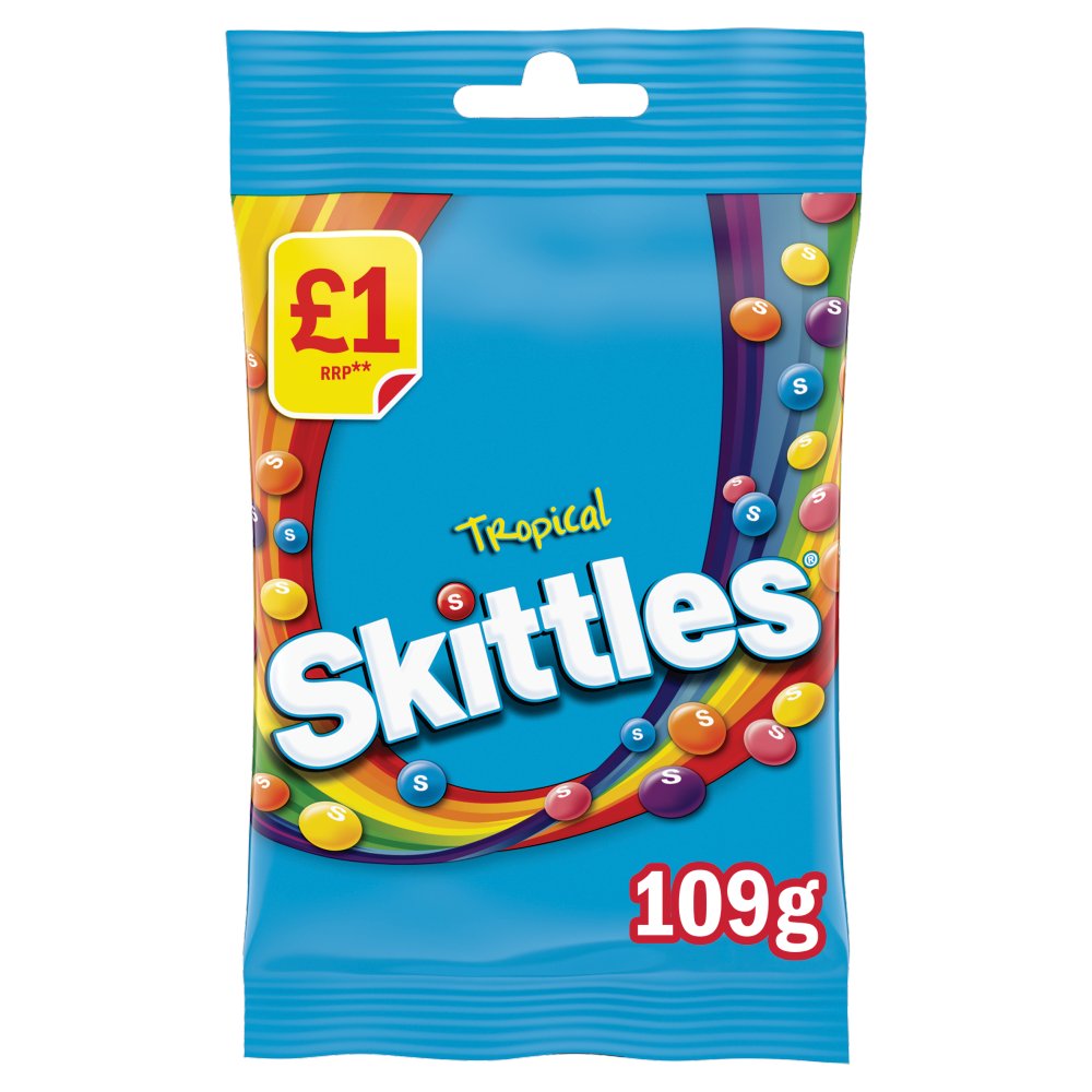 SKITTLES  TROPICAL (14 x109g)  £1 LIGHT BLUE &RED