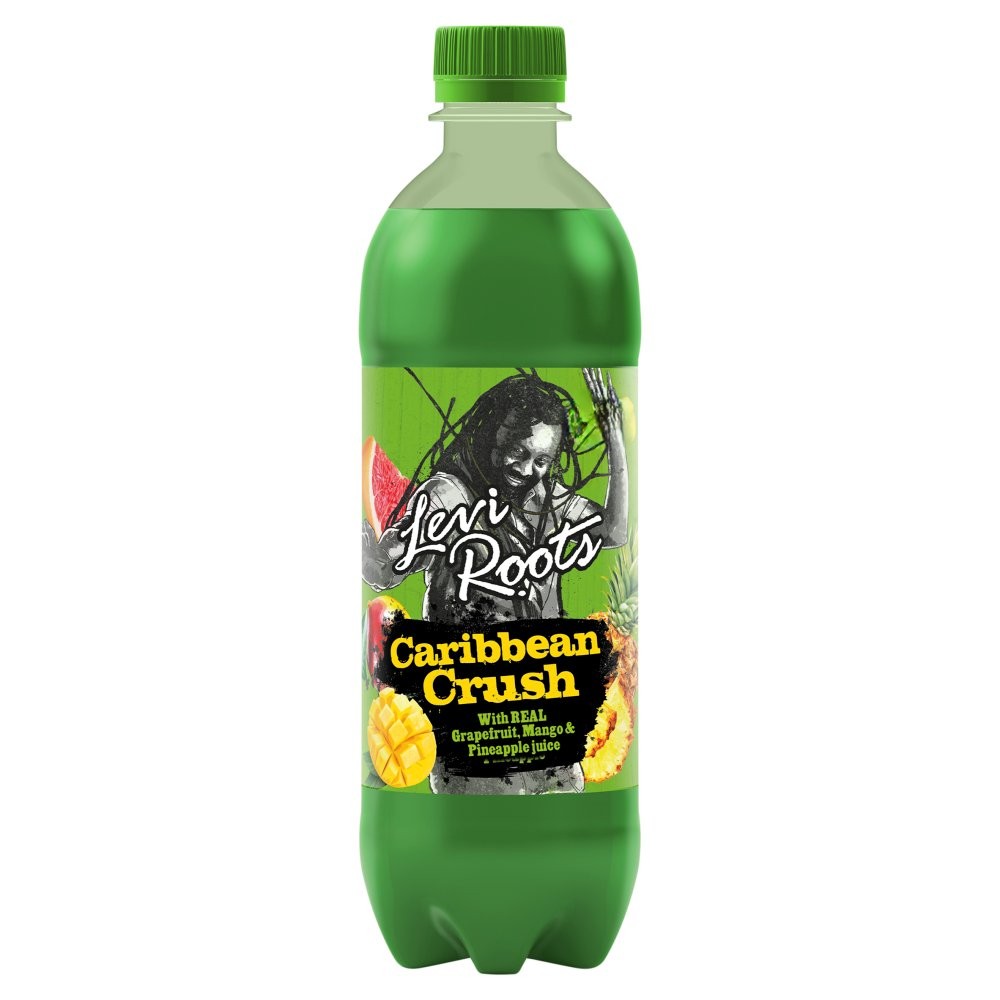 LEVI ROOTS CARIBBEAN CRUSH BOTTLES (500ml x12) £1.25 GREEN