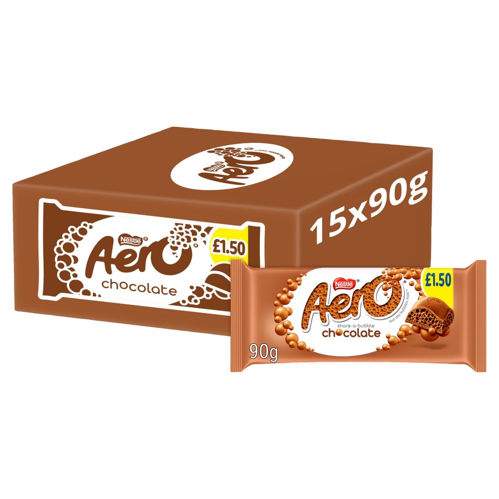 AERO BLOCK MILK CHOCOLATE (15x90g) £1.50 BROWN