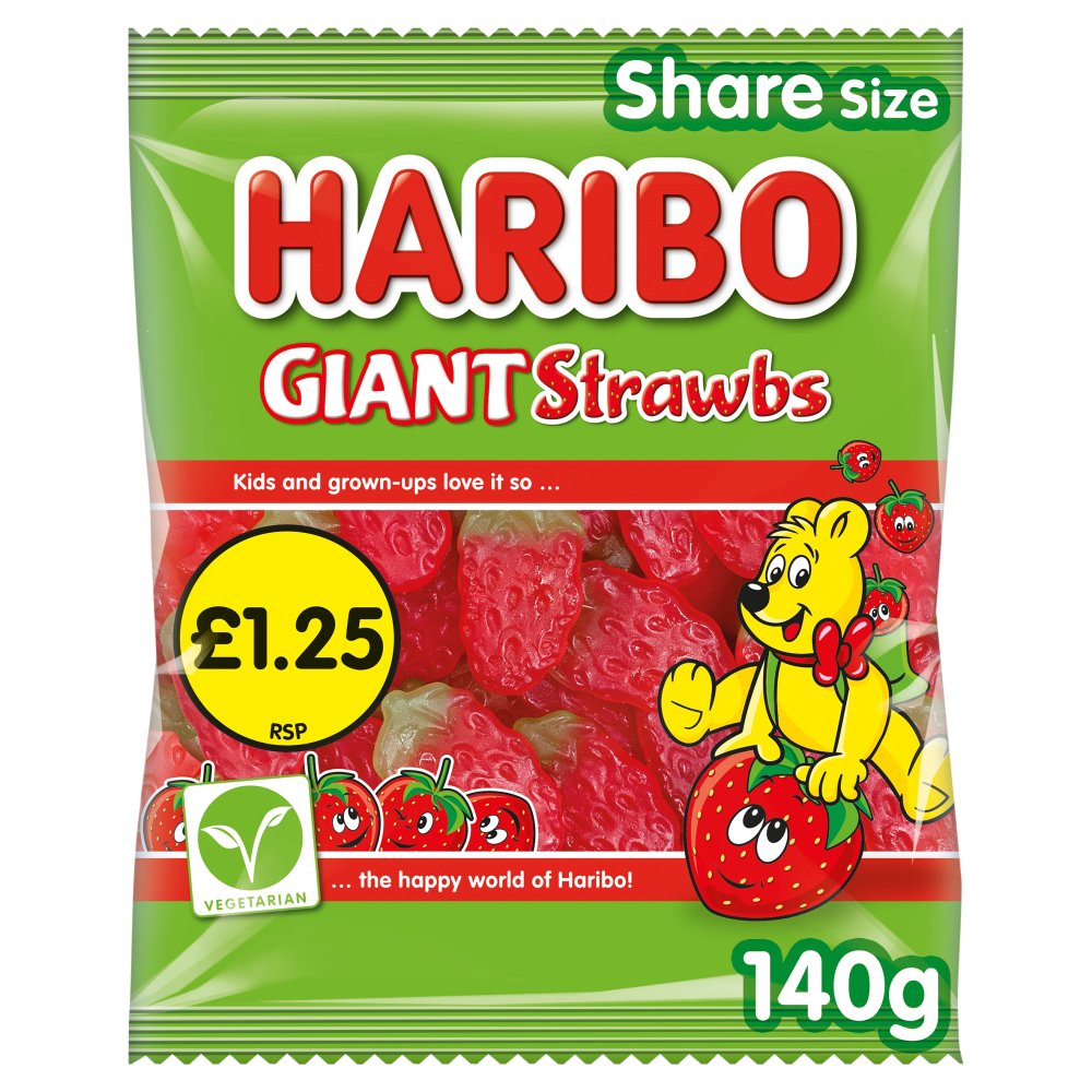 HARIBO GIANT STRAWBERRY (12x140g) £1.25  V