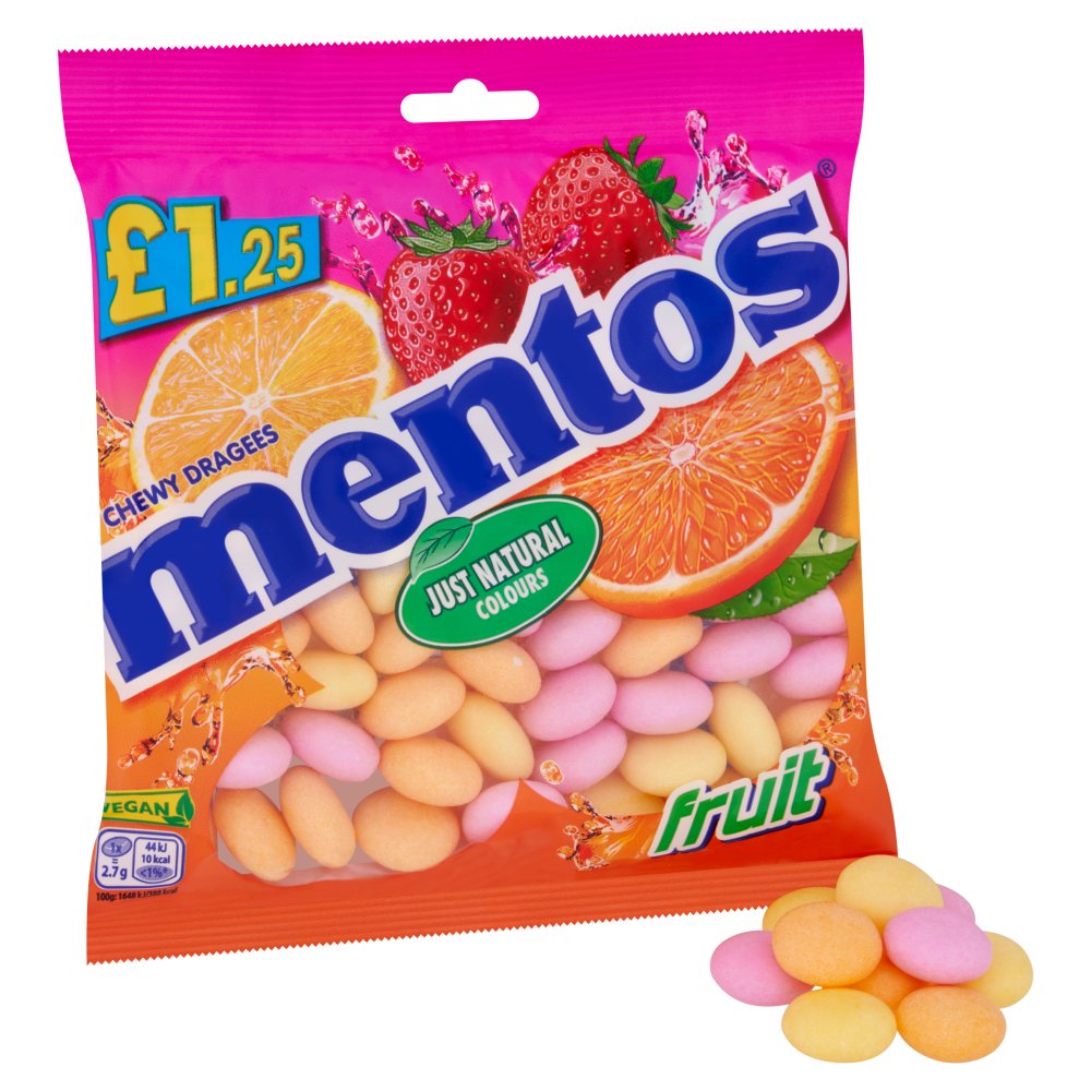 MENTOS BAGS FRUIT (12 x135g) £1.25 PINK